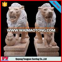 High quality hand carved garden decor marble sculpture stone lion