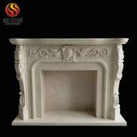 High quality beige marble fireplace