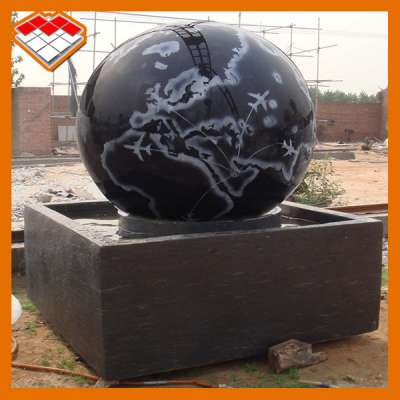 Water feature garden granite world map rotating ball fountain