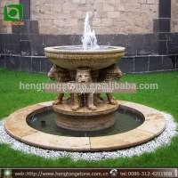 Natural Stone Water Fountain with Lion Statue