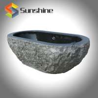 China Absolute Black Granite Chiseled Surface Bathtub