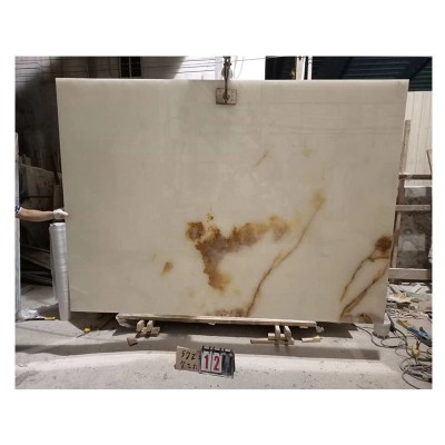 Gold Marble White Onyx Slab Price Luxury Polished Marble Tiles