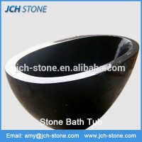 Shanxi black cheap natural granite stone oval round bathtubs for sale